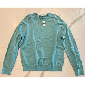 GAP Mens Cotton Cashmere Crewneck Sweater Teal Blue Heather Size M NWT